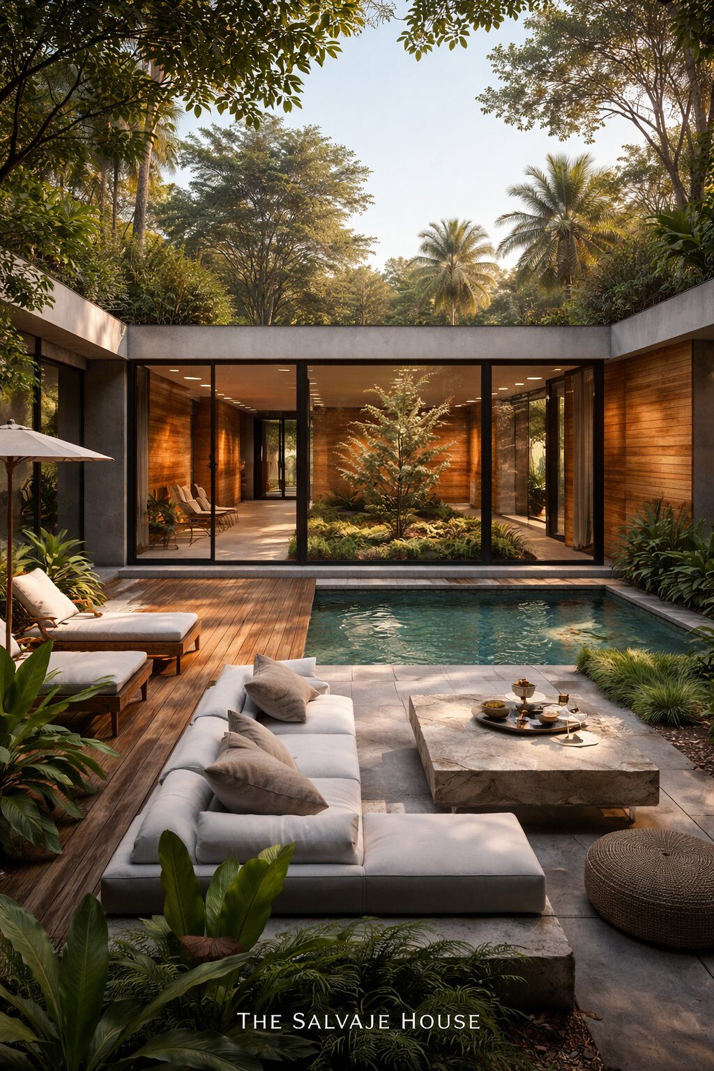 The Salvaje House — courtyard pool concept visualization